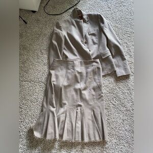 Beige Wool Suit with Skirt